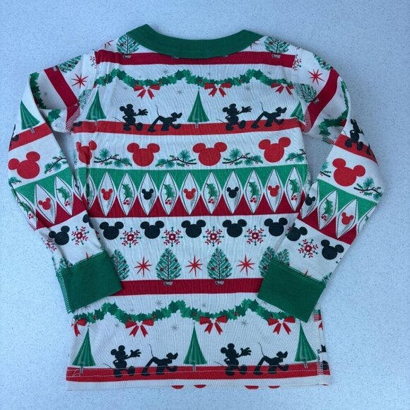 Hanna Andersson x Christmas Mickey Mouse Fair Isle Long John Pajamas 3 - Picture 6 of 9